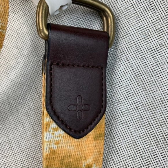 Sun + Stone Mens Geo D-Ring Web Belt with Faux-Leather Trim Size M - Picture 4 of 9